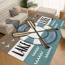 1/2 片涤纶厨房地垫，字母设计，防滑可机洗厨房地垫，适用于客厅、卧室、办公室、家居装饰 - 适合所有季节；