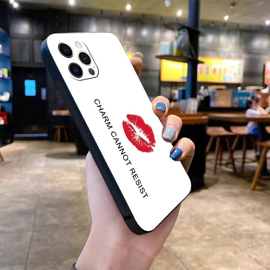 Kiss Mark Charm Phone Case For IPhone 16 Pro Max/16 Plus/16 Pro/16/15/14/13/12/11,Unisex,Scratch Resistant TPU,Full Body Ultra Thin,Shockproof With Camera Guard - Black - View 1