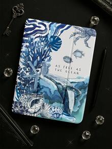 Cute Blue Crab, Whale And Shell Pattern Shock-Resistant Protective Case For 7th, 8th, 10th Generation (10.2 Inch), Built-In Pencil Slot, Sleep/Wake Function, Ideal For Holiday And New Year Gifts - Multicolor - View 9