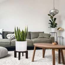 Wood Plant Stand, Mid Century Modern Planter, Rattan Flower Pot Stand, Low Short Plant Stands For Indoor - Boho Rustic Wooden Stool For Plant Pot Holder