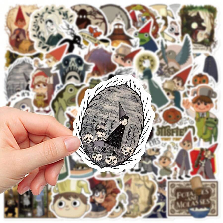 50 张花园墙贴人物贴纸 - 防水，哑光饰面，适用于吉他、滑板和行李装饰、卡通涂鸦贴纸、学校用品、返校