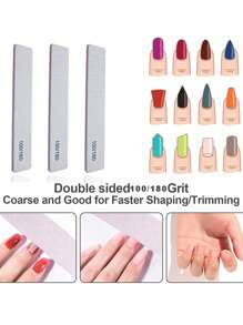 5/15pcs Professional Nail File, 180/100 Grit Natural Emery Board, Double-Sided Washable Fine Textured Nail File, Suitable For Home And Salon Use