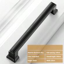 6 件哑光黑色橱柜把手，厨房橱柜抽屉拉手五金配件适用于橱柜、梳妆台 - 黑色 - 查看 6