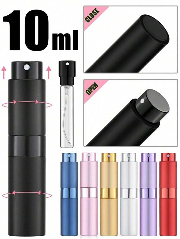 1 Stück 10ML nachfüllbare Parfümflasche, Mini tragbare Parfum Reise Zerstäuber, leerer Flüssigkeitsbehälter, Reiseaccessoires, Reiseorganisator für Strand, Sommerurlaub Rückkehr zur Schule, Workout, Camping, Urlaubszubehör, Reisefläschchen, Reisebehälter