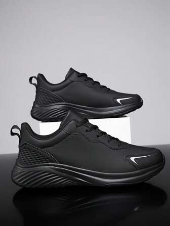 男士运动鞋，厚底减震防滑软底休闲增高跑鞋，EVA 皮革鞋面防水透气低帮轻便舒适多功能旅行工作鞋，适合户外、散步、运动、健身