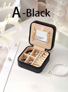1 Set Travel Jewelry Box With Mirror, Multi-Functional Jewelry Storage Box, Large Capacity Portable Jewelry Box For Storing Rings, Pendants, Earrings, Ties, Bracelets, Best Gift For Girlfriend, Mother's Day, Anniversary, Valentine's Day, Christmas, New Year, Men's Gift, Women's Back To School Gift