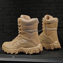 Men's Outdoor Hiking Boots, Comfortable High-Top Shoes, Fashionable Camping Desert Boots For Youths - Sand - View 3