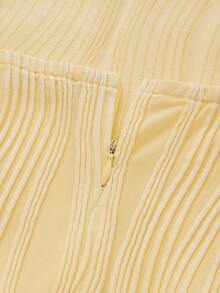 Elegant Basic Casual Special Texture Fabric Elegant Minimalist Unique Design 3D Line Slim Fit Straight Midi Dress - Yellow - View 8