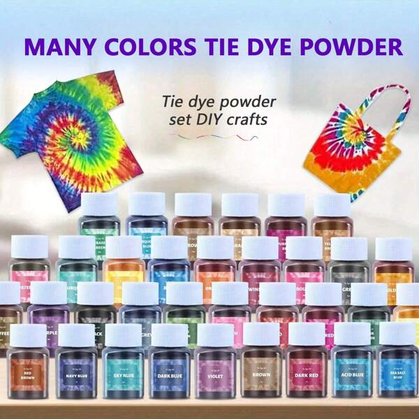 30ml 5/8 Färbepulver-Set in Batik-Optik, geeignet zum Färben von Stoffen, Textilien und Kleidung, vielseitiges Pigment zur Erneuerung von Kleidung und für DIY-Basteleien