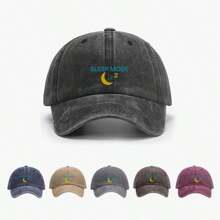 Vintage Washed Cap With "SLEEP MODE" And Moon Design | Chill Streetwear Hat For Lazy Days & Sunny Afternoons