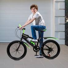 20 - Inch Green Mountain Bike, For Children 4.26 To 4.9 Feet Tall To Ride On Various Roads, Such As Rugged Roads, Suitable For Mountain Biking Enthusiasts - 黑綠色 - 查看 1