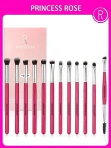 Princess Rose 12件套化妆刷套装 – 包括晕染刷、唇刷、遮瑕刷、大号眼影刷、中号眼影刷、细节眼影刷、眉刷、眉梳、小号眼影刷，采用柔软纤维制成，亲肤易用。化妆刷套装，晕染刷，唇刷，化妆刷套装，化妆刷套装，化妆刷套装，全套化妆刷，化妆刷套装，全套化妆套装，化妆刷套装，化妆刷套装，化妆礼盒套装 - 玫紅色 - 查看 2
