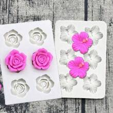 1/2 piezas Molde de silicona con forma de flor de 6 agujeros de mini rosa y camelia, molde para hacer manualidades con diseño de flor 3D en resina y arcilla polimérica, velas perfumadas, decoración del hogar, herramienta de decoración hecha a mano, suministros para hacer regalos DIY para bodas, graduaciones, cumpleaños, fiestas y decoraciones festivas.