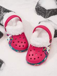 Girls Winter Warm Comfortable Lightweight Plush Cute Hollow Slippers