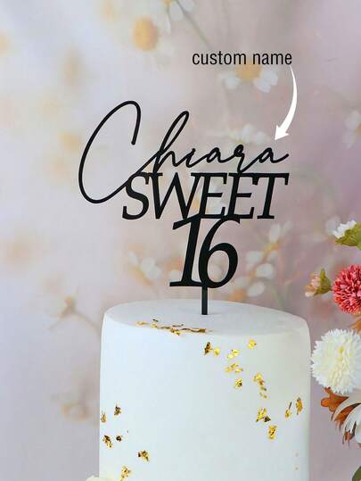 Decoración personalizada para pastel de 16 años con nombre y edad, Decoración para pastel de 16 cumpleaños, Lista para el brunch