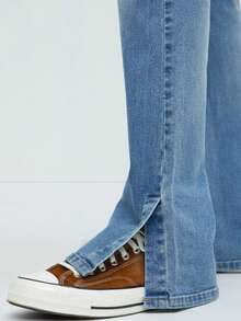 Men's Blue Flared Hem Bell Bottom Jeans - Baby Blue - View 5