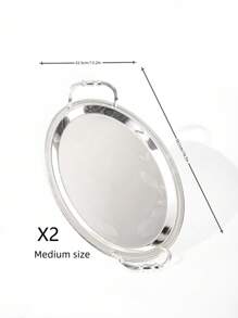 1pc,Or 2pcs,Luxury Leaf-Engraved Silver Tray - Electroplated Pure Iron Art Decor With Mirror Finish,Handcrafted Floral Metal Centerpiece For Dining Table/Wedding/Display Shelf | Nature-Inspired Luxury Home Accessories
