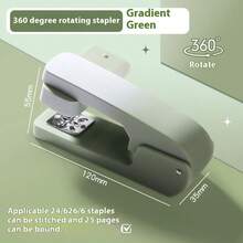 1 件/3000 件轻巧、符合人体工程学的 360° 旋转订书机、外观精美、色彩鲜艳、手动、铁质结构、易于装订、适合学生和办公室使用、最多可装订 25 张纸、开学季必备 - 彩色 - 查看 8