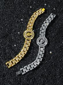 1 pièce Bracelet style hip-hop homme avec crâne orné de strass rotatif