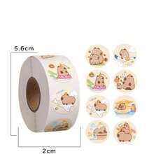 500pcs Stickers Per Roll Featuring Adorable Capybara Designs, Suitable For Decorating Journals, Notebooks, Envelopes, Gifts, School And Office Supplies, DIY Projects, And Waterproof PVC Decals. - Multicolor - View 3