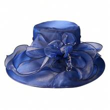 JEWELRYWE Kentucky Derby Large Women's Hat, 1920s Charming Fancy Wide Brim Organza Flower Large Hat, Tea Party Wedding Church Hat, Evening Party Hat, Comfortable And Breathable - Pink - View 13