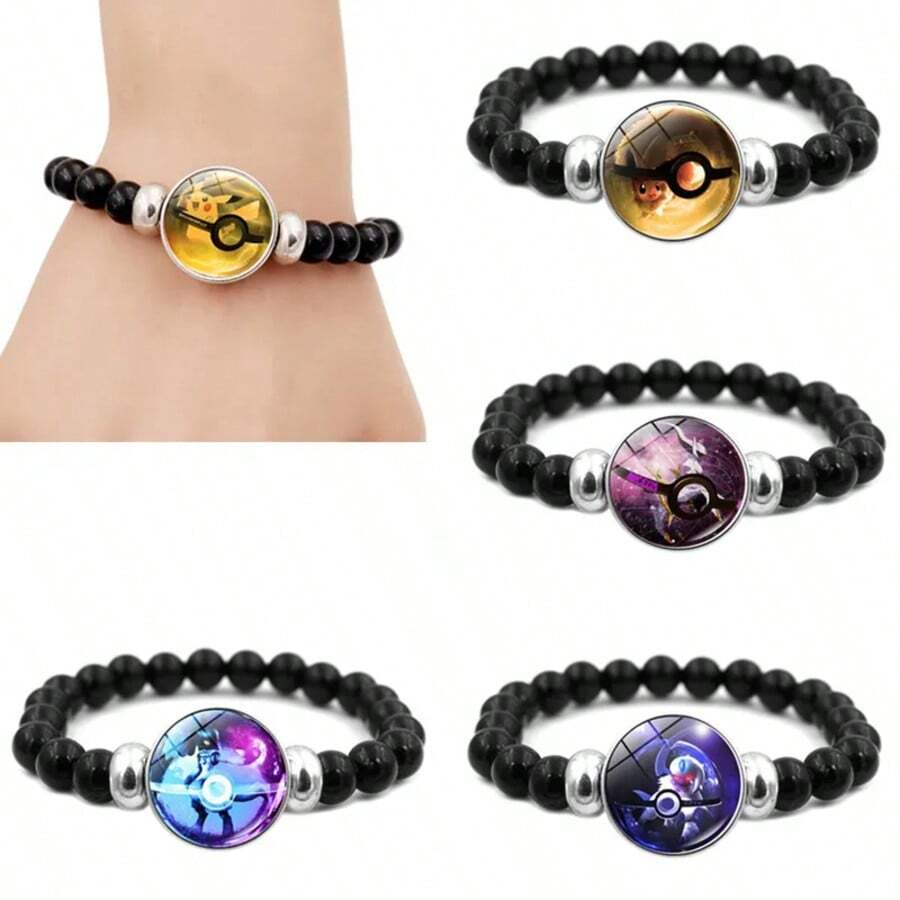 Bransoletka z Pok E Mon Pikachu dla chłopców i dziewcząt, kreatywna bransoletka z koralików, rękodzieło anime, zabawka dla dzieci, prezent urodzinowy