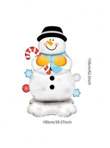 1 balon folie om de zăpadă extra mare, balon decorativ om de zăpadă în picioare 158 cm, pentru Crăciun, Anul Nou, decor pentru grădină și casă