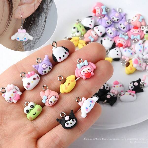 Sanrio 50 Sanrio Creative Cartoon 3D DIY Jewelry Accessories, Suitable For Hand Decoration Of Phone Cases, Keychains, Hanging Accessories, Earrings, And Various Combinations Of Resin DIY Accessories, Essential For Decoration