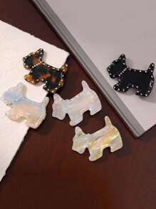 Pince à cheveux pour femmes en forme de chien mignon, avec décoration en strass acrylique de style, motif animal, convient pour une tenue quotidienne