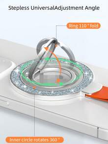 超薄旋转支架，具有强力双面吸力、粘性背衬和橙色握环，方便操作，时尚手机壳 | 金属环配件兼容 、Android 手机，生日、家人、朋友手机环支架、手机握把、手机配件的礼物
