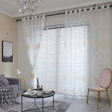 1pc Perforated European Embroidered Sheer Curtain, Semi-Blackout, Minimalist Pastoral Style, Suitable For Balcony, Living Room, Bedroom, Casement Window - Multicolor - View 7
