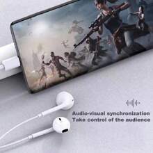Écouteurs intra-auriculaires haut de gamme avec connecteur USB-C, écouteurs avec contrôle filaire à trois boutons pour contrôler la musique, les appels téléphoniques et le volume, compatibles avec iPhone 16/16 Plus/16 Pro/16 Pro Max, iPhone Série 15, Galaxy S24/S23/S22, CarPlay, iPad, Pixel - Gris