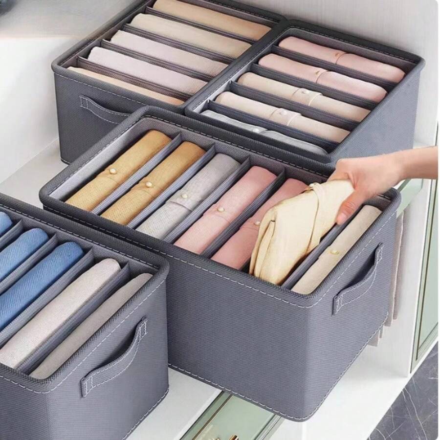6 Grids With Washable Foldable PP Board Clothes And Trousers Storage Box - 7 grades - 查看 1