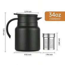 1L(34OZ) Thermal Coffee Carafe Tea Pot Stainless Steel, Double Wall Vacuum Insulated, Coffee  For Coffee Milk Tea - Multicolor - View 3