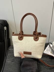 2024 New Women's Woven Shoulder Crossbody Bag, Large Capacity Beach Vacation Bag, Handheld Commuter Female Bag