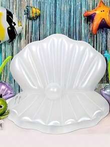 1pc Adult Inflatable Pearl Clam Shell Handle Beach Float Sofa Bed, Christmas
