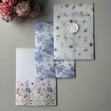 20pcs Floral Leaf Pattern Kraft Paper, Suitable For 5x7 Inch Wedding Invitations, Kraft Paper Envelopes, Custom Kraft Paper Packaging Invitations, Summer Birthday Gifts, Beach Theme Back To School Supplies, Classroom Decor - Multicolor - View 2