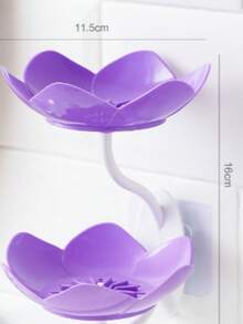 1 saboneteira em formato de flor, saboneteira de parede, escorredor de sabão para banheiro e cozinha, porta-sabonete de camada dupla, decoração de banheiro para casa e verão
