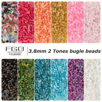 900颗4毫米玻璃管珠，14种颜色，双色管状米珠，隔珠，适用于珠宝制作DIY耳环、手链、项链