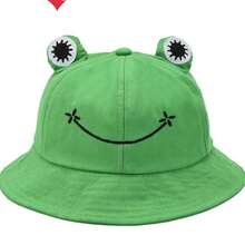 1 件时尚可爱的卡通青蛙图案渔夫帽