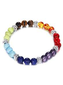 1 pieza Pulsera de curación de energía de Chakra, pulsera de cuentas de equilibrio de yoga con turquesa volcánica, regalo de joyería para fiesta