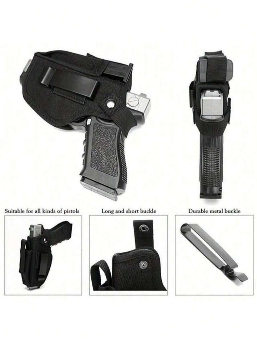 1 universelle Pistolenholster mit Magazintasche, verdeckter Tragegurt innen oder außen, Holster für links- und rechtshändige Pistolen, Schwarz für Damen/Herren