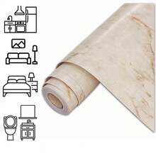 Paper And Wall Self-Adhesive Wallpaper For Bedroom Living Room Decorative Easy To Apply Various Colors - 米色 2米 - 查看 2