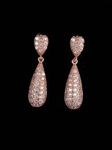 1 Pair Rhinestone European & American Luxury Palace Style Teardrop Earrings For Women, Bridal Jewelry