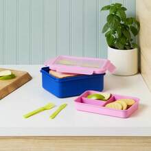 Dfcv 6pc Bento Box Food Storage Container Set - Pink/Blue - View 2