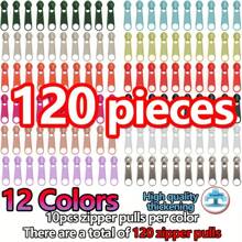 120pcs Vibrant Zinc Alloy Zipper Pulls - Sturdy Metal Slider Tabs For DIY Jewelry Making & Crafts