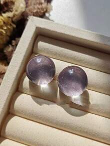 1 对优雅简约时尚设计果冻圆形树脂耳钉，适合女士，适合派对、音乐节或全年休闲穿着