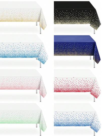 1 件白色波点高级一次性塑料桌布，54 x 72 英寸 - 波点塑料桌布，一次性桌布，适用于长方形桌子、长方形露营桌、生日派对、野餐、婴儿派对、订婚派对、洗礼装饰（蓝色、粉色、黑色、绿色、红色、金色）