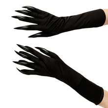 4 Peças Luvas de Bruxa Pretas de Unhas Longas para Fantasia de Halloween, Acessórios de Cosplay, Decoração Doméstica, Decoração de Halloween, Decoração de Outono, Decoração de Quarto, Decoração de Outono