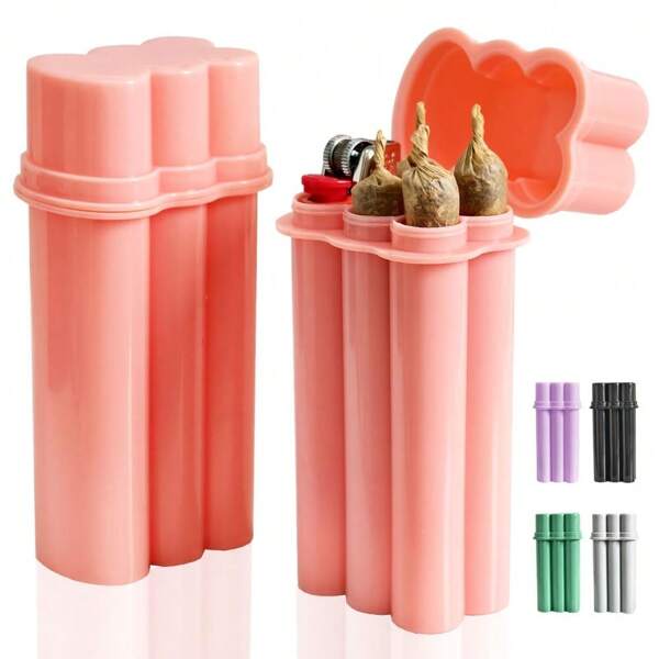 Caja de filtros de cigarrillo extra grandes con 4 orificios, adecuada para cigarrillos regulares y extra largos, mini contenedor para encendedor, accesorios para fumar con papel de cigarrillo enrollado previamente, almacenamiento de cigarrillos